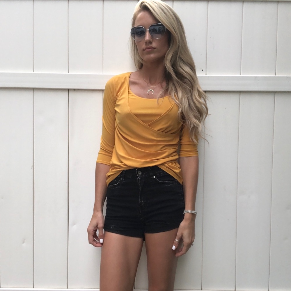 Yellow Three-Quarter Sleeve Blouse
